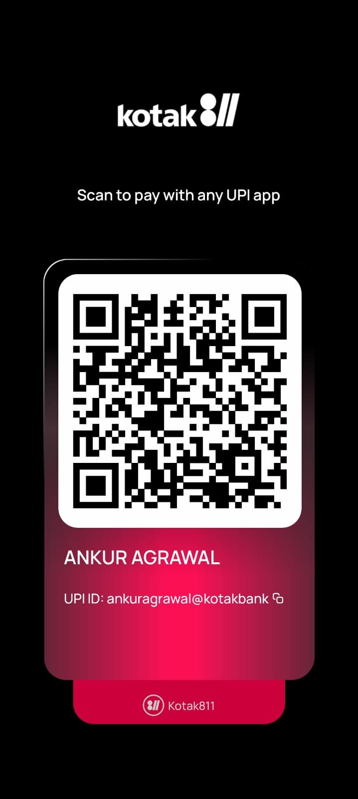 Scan to pay via UPI - Ankur Agrawal